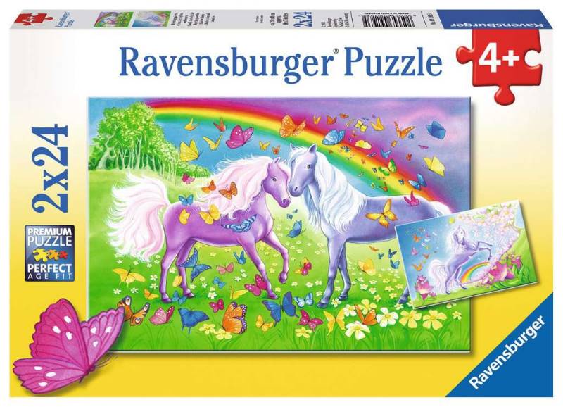 Puzzle Chevaux et papillons multicolores 2x24