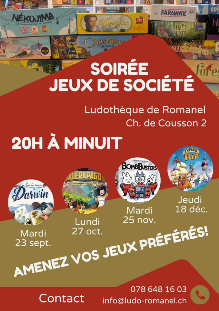 Programme des soirées à venir.